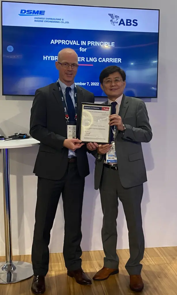 ABS has awarded approval in principle (AiP) to Daewoo Shipbuilding & Marine Engineering (DSME) for the use of a hybrid power system onboard large LNG carriers.