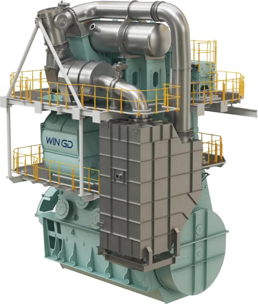WinGD’s latest generation of X72DF-2.1 engines with the new on-engine iCER
