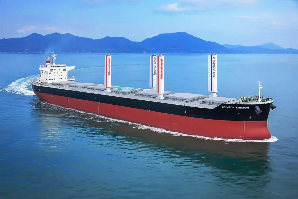 A project to retrofit four suction sails on a Panamax, Crimson Kingdom, envisages the installation of four 26m-high eSAILs. These will be the largest suction sails ever built and installed on a vessel.