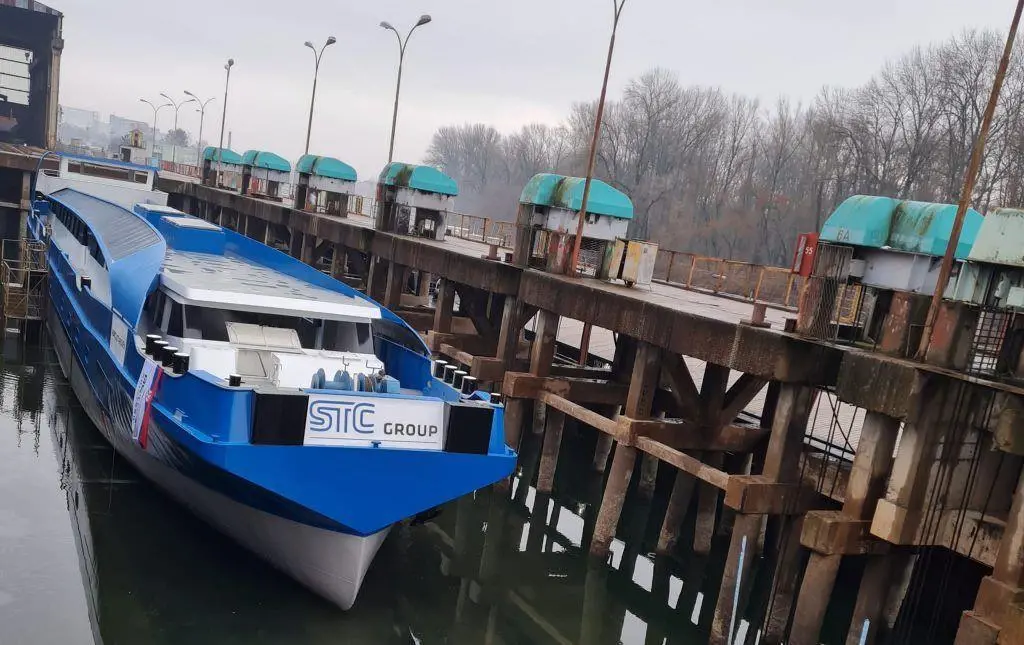 Hull of Ab Initio in transit from Serbia for completion in the Netherlands.