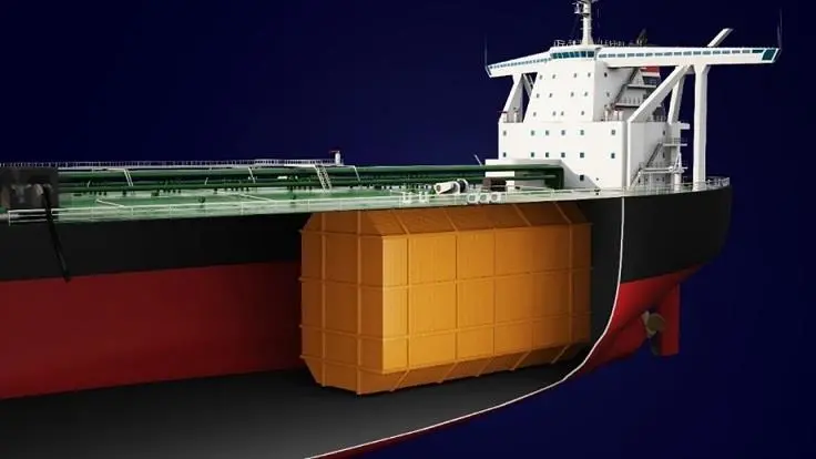 Compared to a conventional LNG-fueled vessel, the concept design is expected to feature a conversion-cost reduction of 25% for a VLCC (pictured).