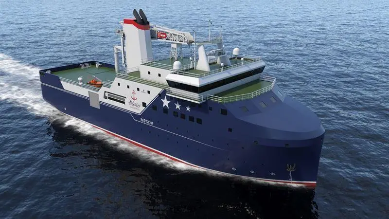 A rendering of a Bleutec Industries Service Operations Vessel for offshore wind.