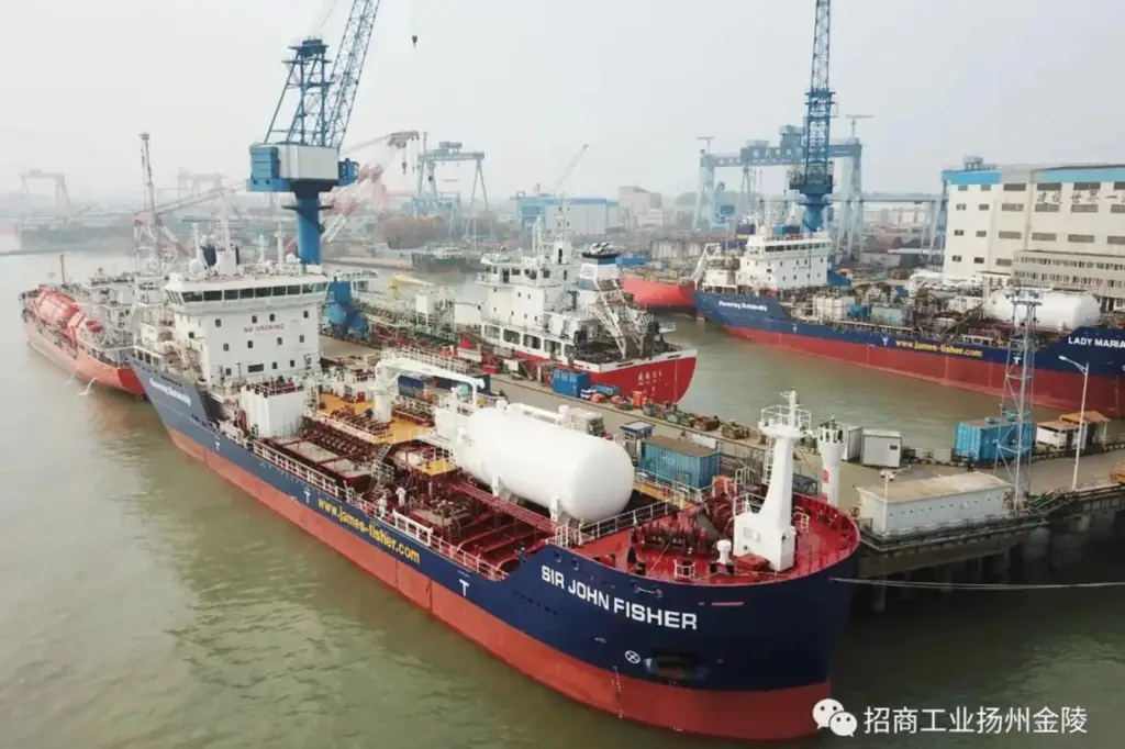 A UK strand to Chinese production, the 6,100dwt products tanker Sir John Fisher.