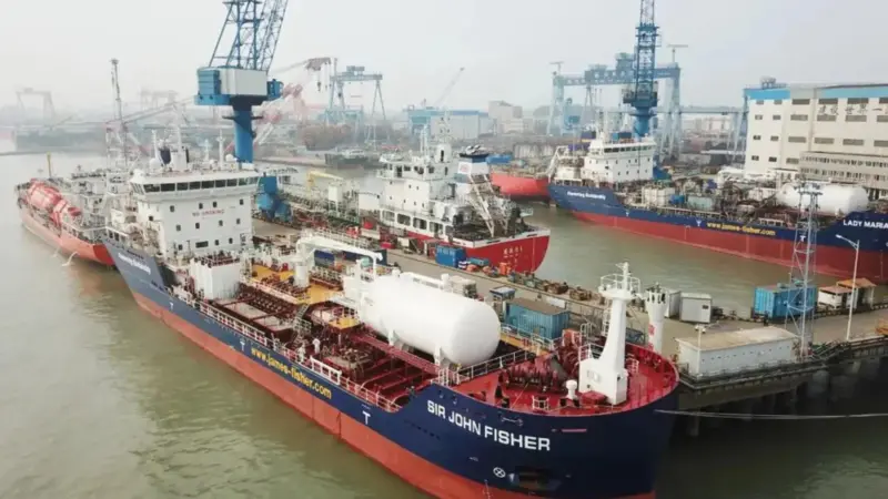 A UK strand to Chinese production, the 6,100dwt products tanker Sir John Fisher.