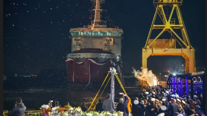 A new milestone for ASMAR: launch of polar research icebreaker Almirante Viel at Talcahuano.