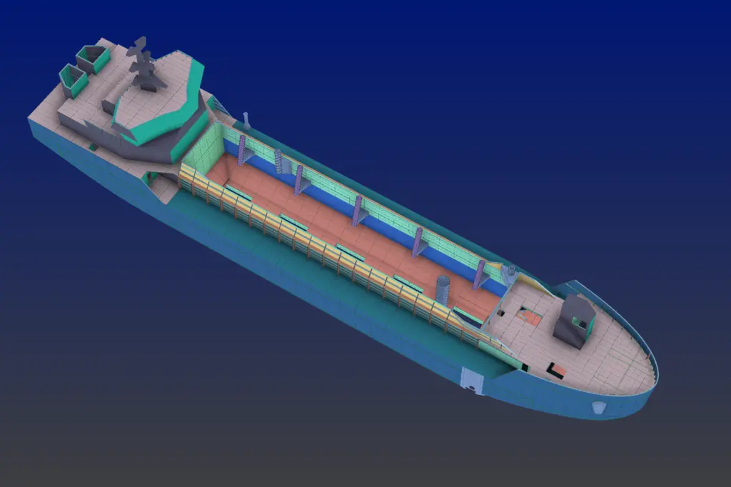 A NAPA Steel 3D model created by Damen Engineering for structural design, and used by BV for classification approvals.