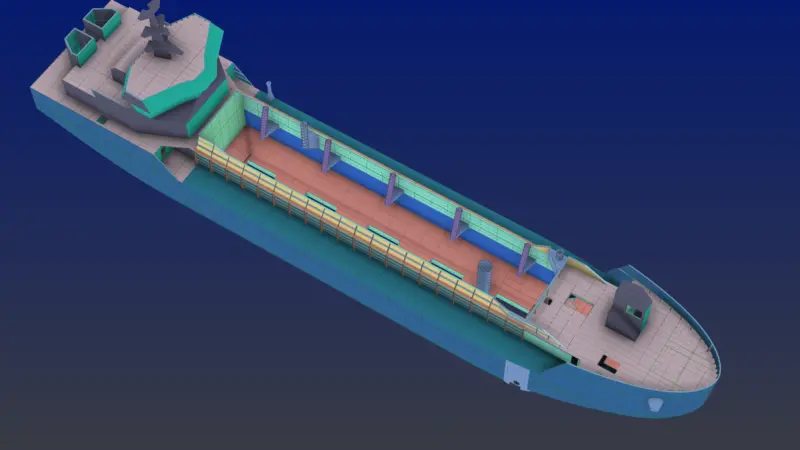 A NAPA Steel 3D model created by Damen Engineering for structural design, and used by BV for classification approvals.