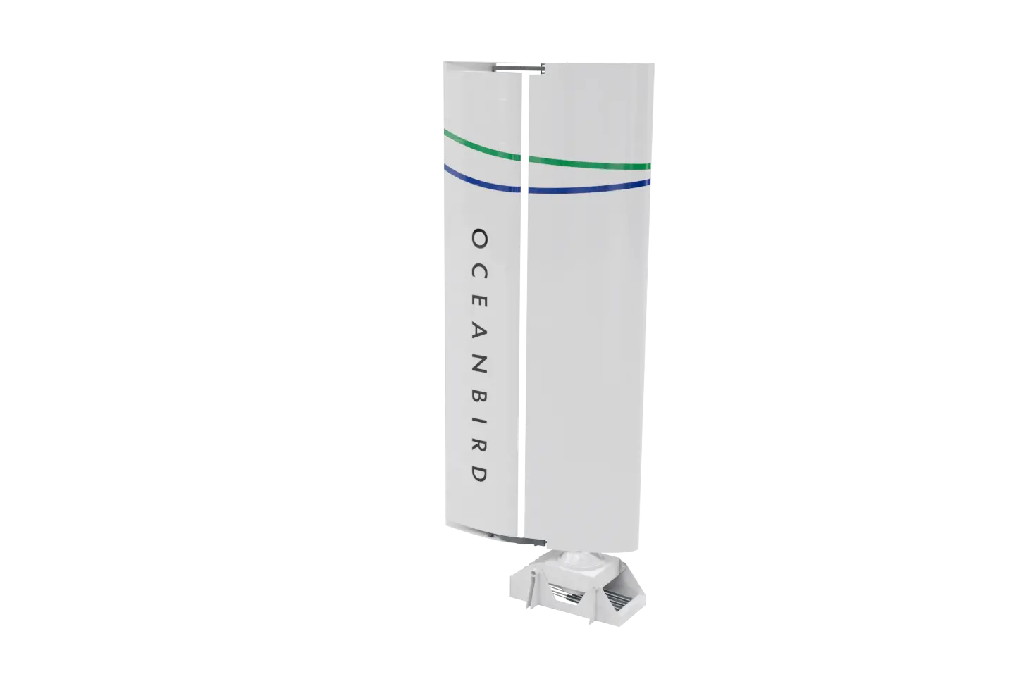 Oceanbird's 150 ton, 40 metre high, 14 metre wide fixed wing incorporates a main sail and a flap, allowing the wing to optimise the aerodynamic forces.