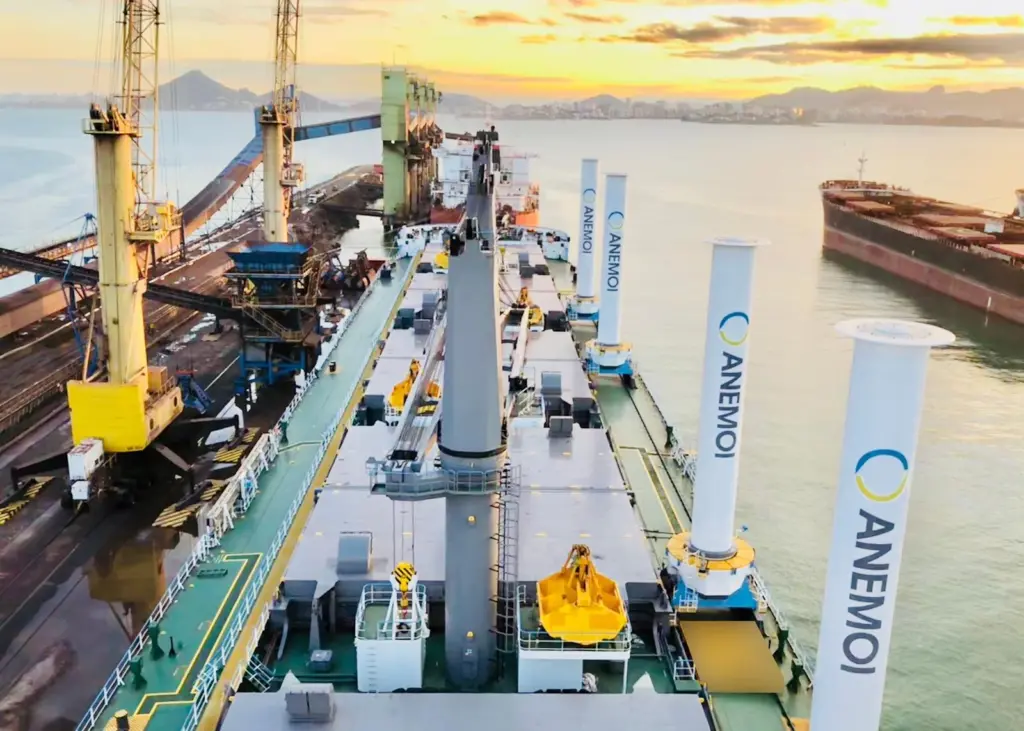 Anemoi Rotor Sails were installed to the 64,000-dwt bulk carrier, MV Afros, in 2018 (credit: Anemoi)