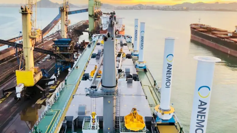 Anemoi Rotor Sails were installed to the 64,000-dwt bulk carrier, MV Afros, in 2018 (credit: Anemoi)