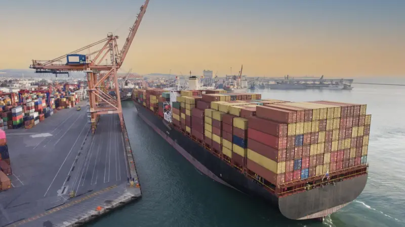 Container ship at port