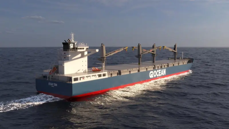 Artist's impression of an ammonia-ready open hatch vessel
