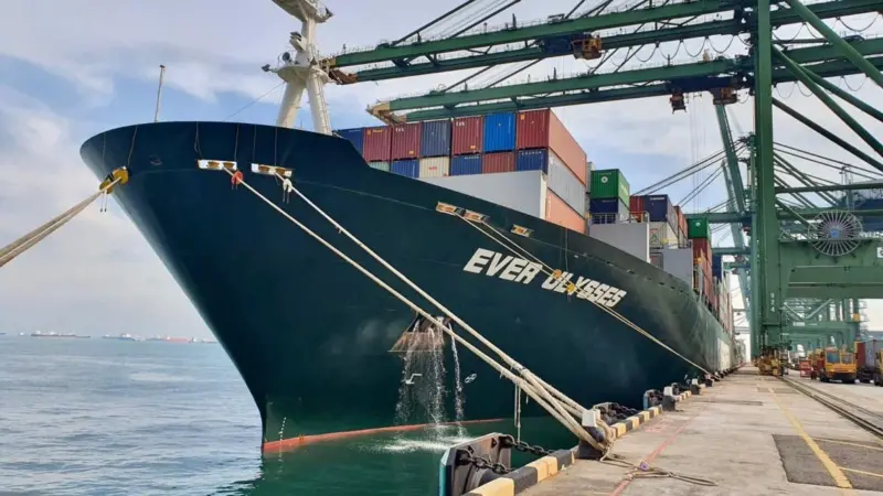 The 'Ever Ulysses' at port