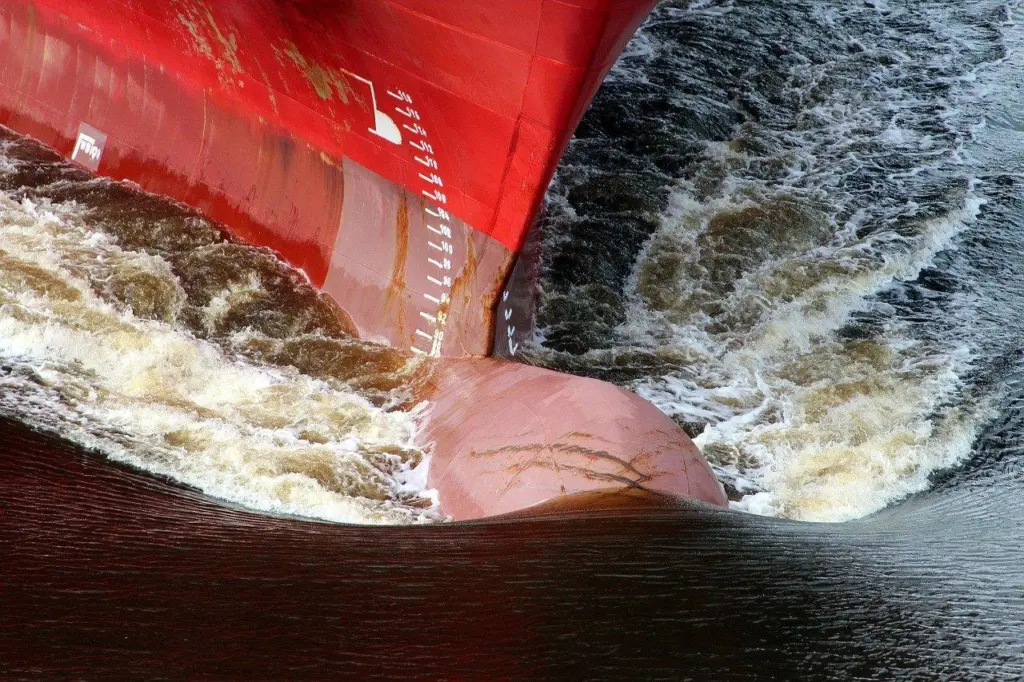 Hull cutting through water