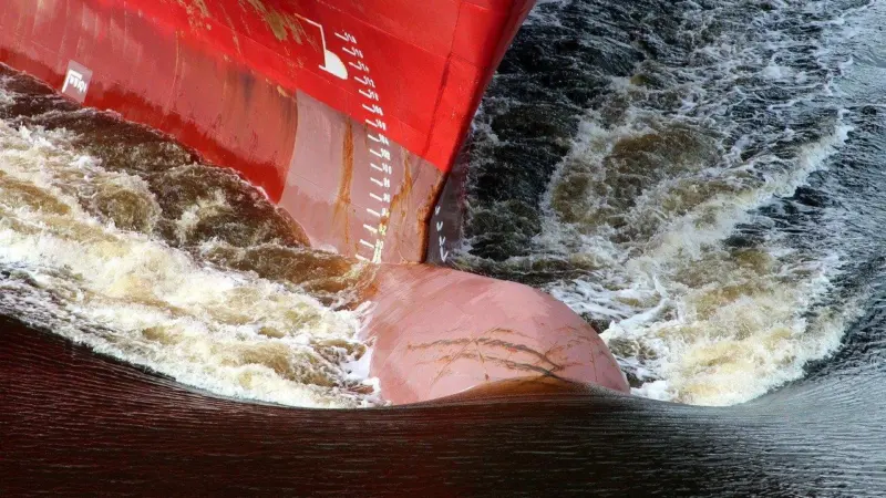 Hull cutting through water