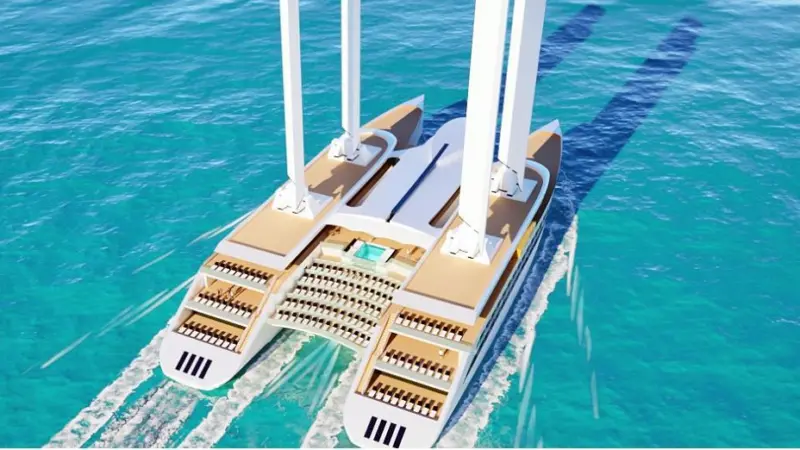Artist's impression of YSA Design's wind-powered catamaran