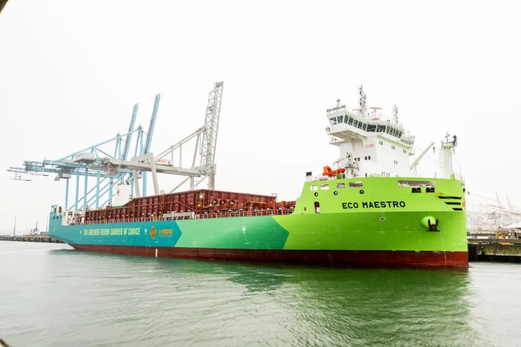 The 'Eco Maestro' - the first of 14 dual-fuel feeder ships for X-Press Feeders
