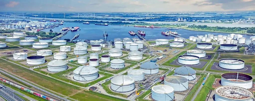 biofuel tanks at a port