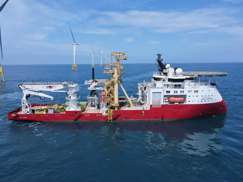 AI image of the Orient Adventurer cable-laying vessel