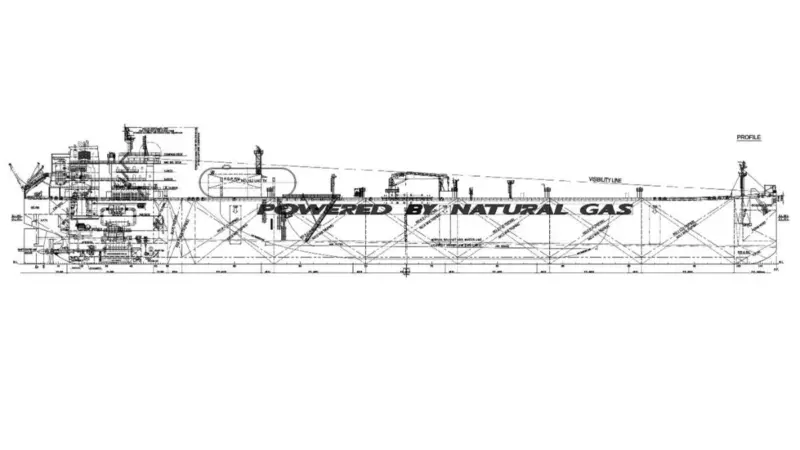 vessel design image used to assess a tanker's compatibility for onshore power supply