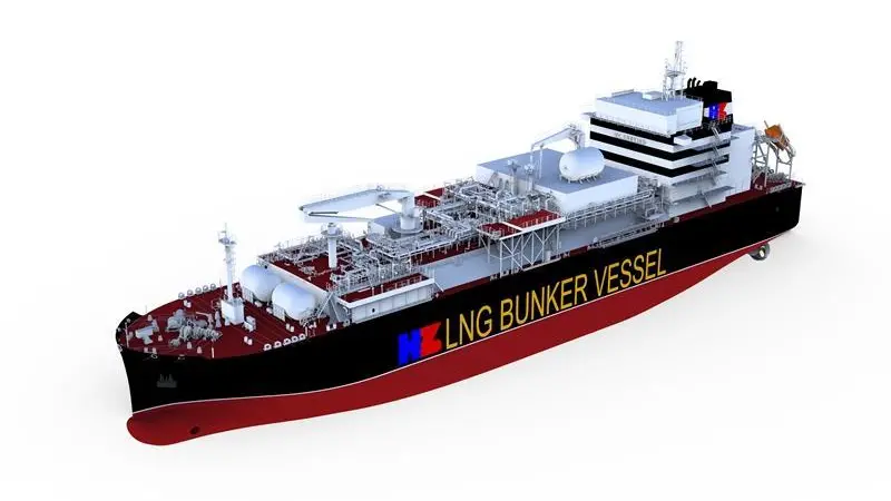A render of the new 18,600 m3 capacity LNG Bunkering vessel (pictured) being built for Spanish operator Ibaizabal