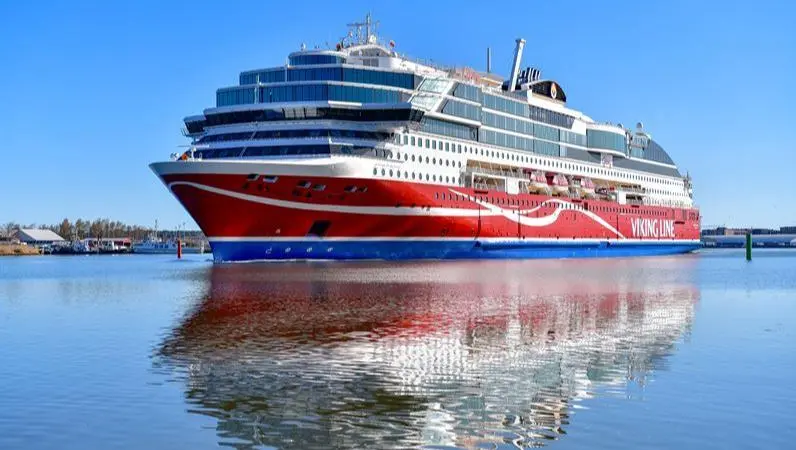The image shows the Viking Gloryon the water