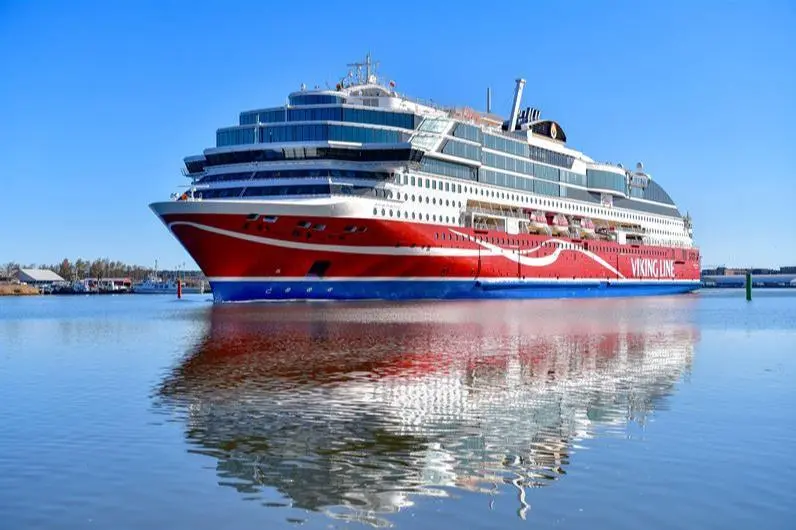 The image shows the Viking Gloryon the water