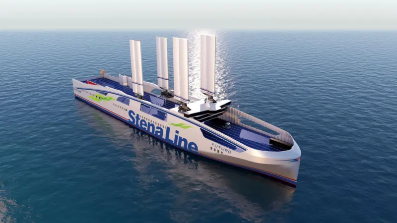 Rendition of the 'Stena Futuro' RoRo design with four wing sails
