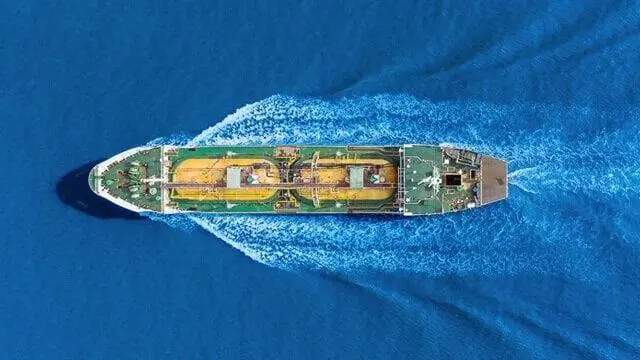 Aerial image of a ship at sea
