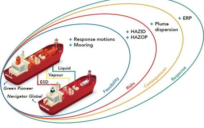 Graphic showing the risks of ship-to-ship ammonia bunkering