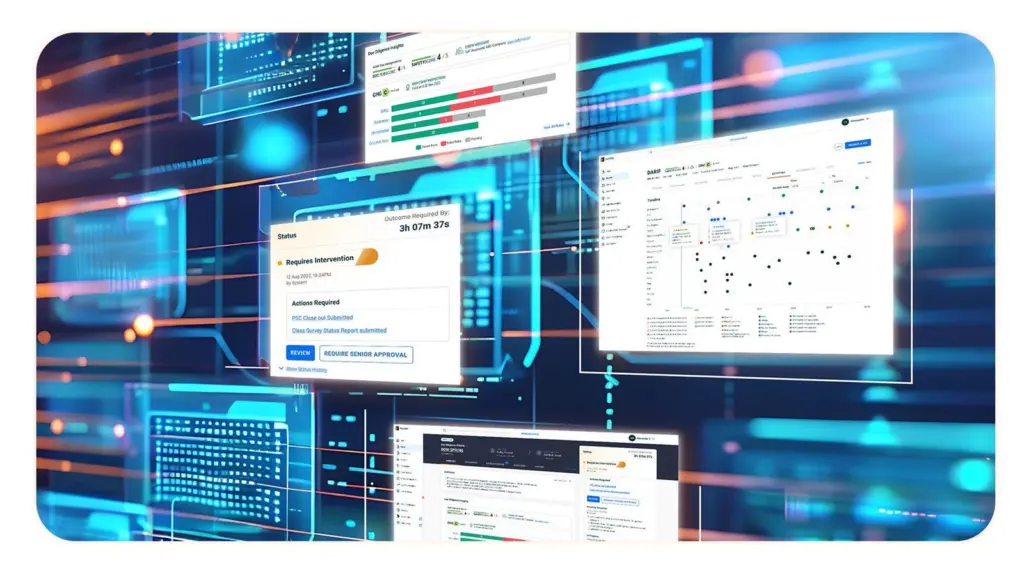Image of a computer screen with decision boxes and data