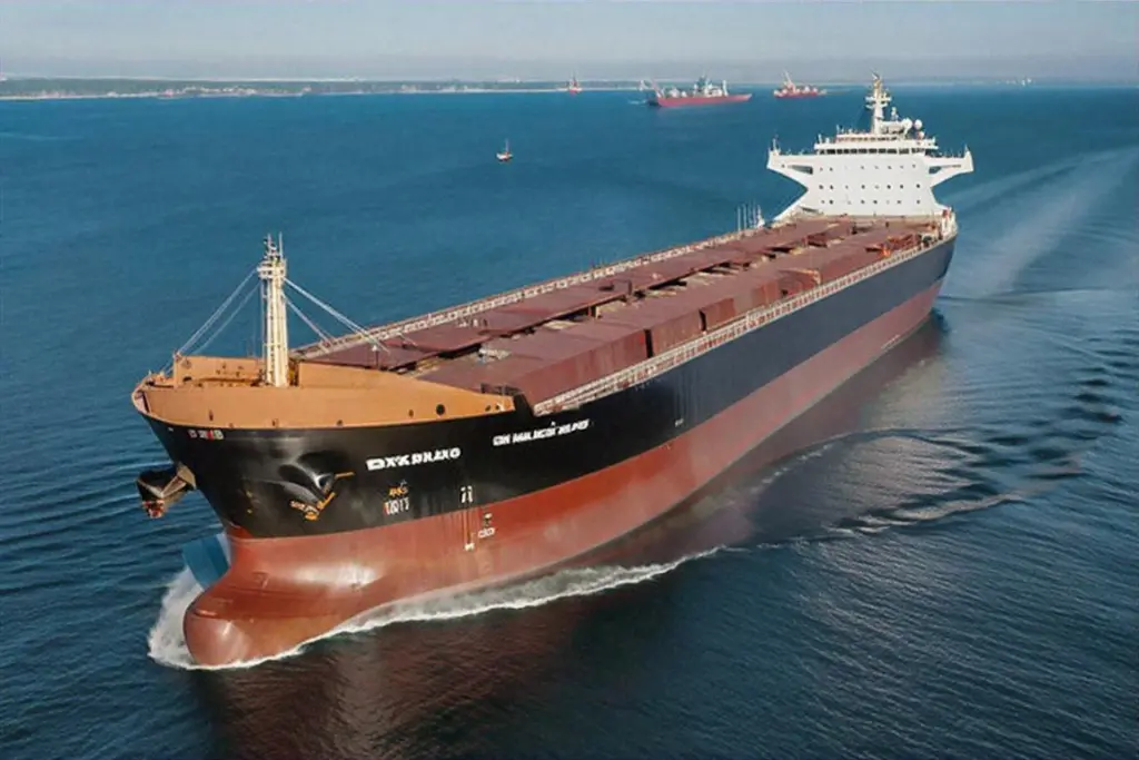 dry bulk container ship at sea