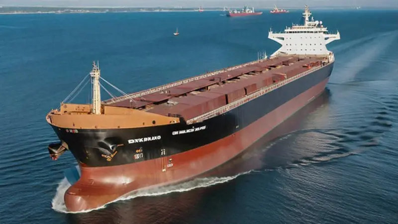 dry bulk container ship at sea