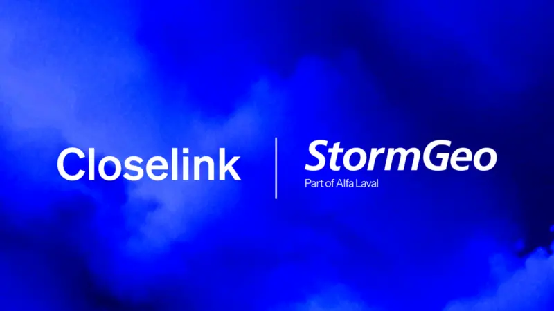 The image features the names Closelink and StormGeo on a blue background