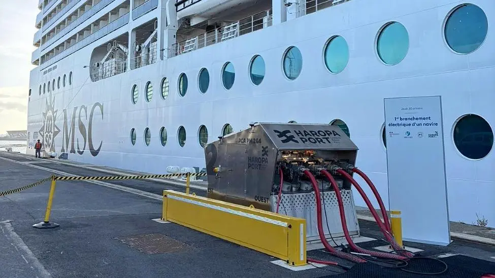 MSC 'Poesia' connecting to shorepower at Le Havre
