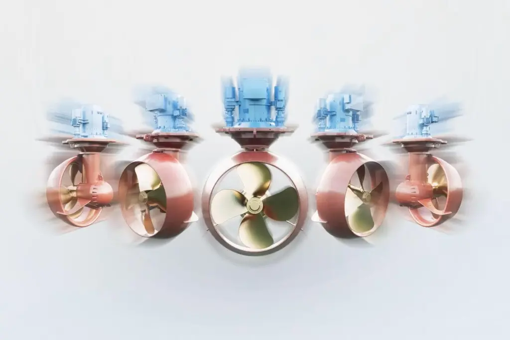The image shows the expanded Kongsberg Maritime expands its UUC PM azimuth thruster range