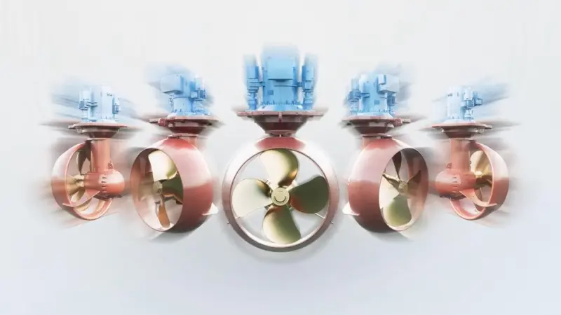 The image shows the expanded Kongsberg Maritime expands its UUC PM azimuth thruster range