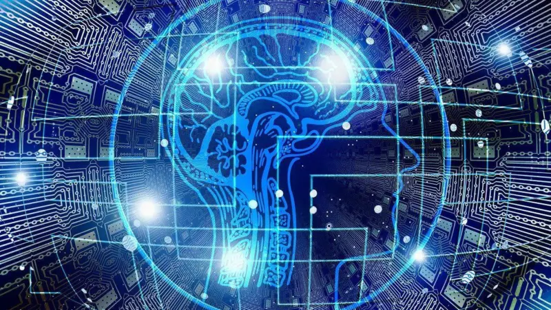 Image of a human head and data points