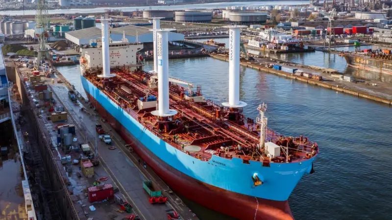 Maersk tanker with four bound4blue eSAILs