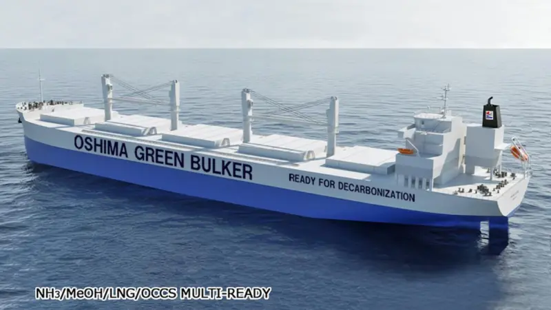 Image of an Oshima Ultramax bulker future-proofed for alternative fuels such as methanol, ammonia and LNG