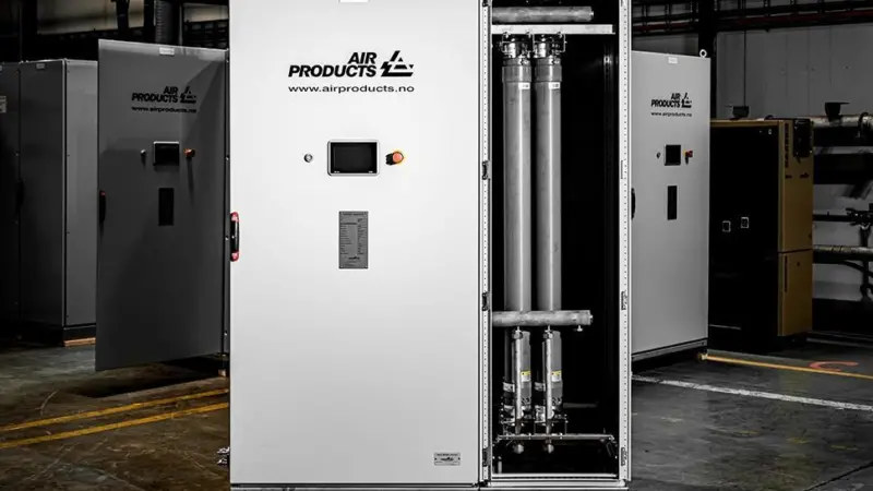 The image shows Air Products Membrane Solutions' membrane-based nitrogen generation system