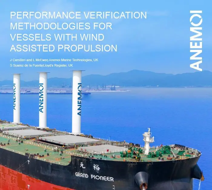 Anemoi Performance Verification Methodologies for Vessels with Wind Assisted Propulsion paper title page