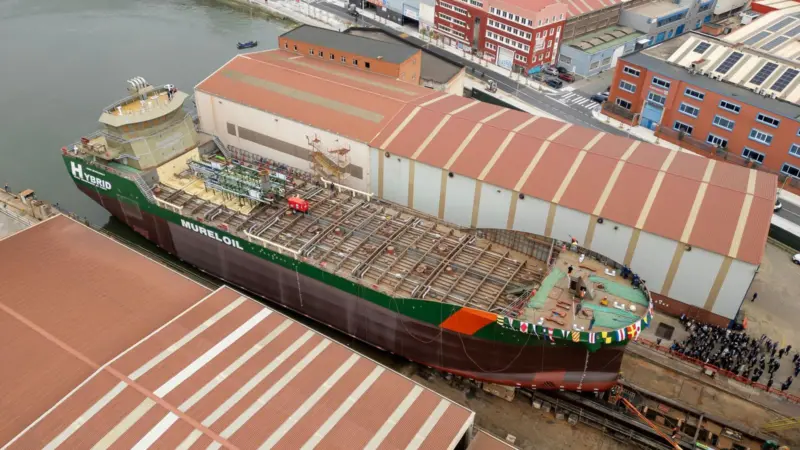 Mureloil hybrid diesel-electric chemical tanker 'Bahia Beatriz' being launched