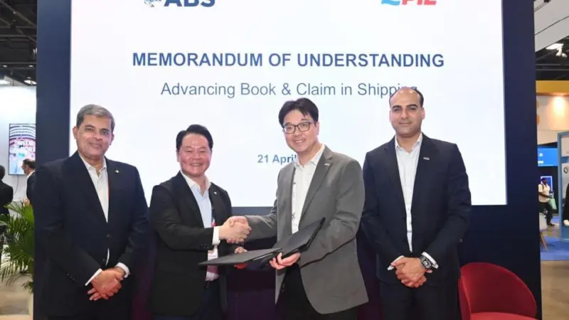 (l-r) Arnab Ghosh, ABS vice president, Pacific Regional Business Development; Michael Ma, ABS senior manager, Global Sustainability; Jerid Soo, PIL assistant general manager, Global Sustainability and ESG; and Abhishek Chawla, PIL chief marine officer