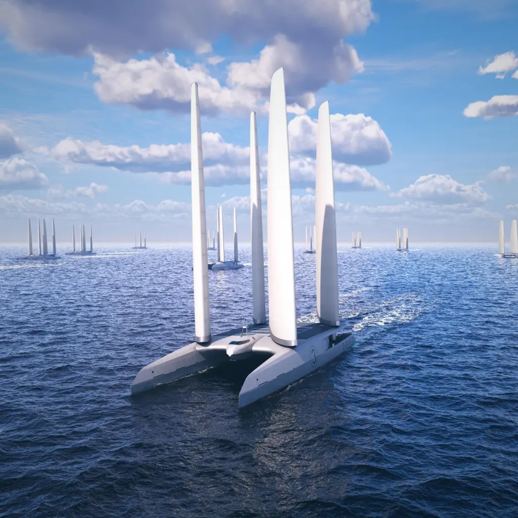 A render of a floating offshore hydrogen vessel