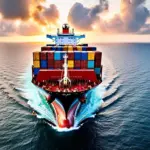 AI rendering of a container ship at sea
