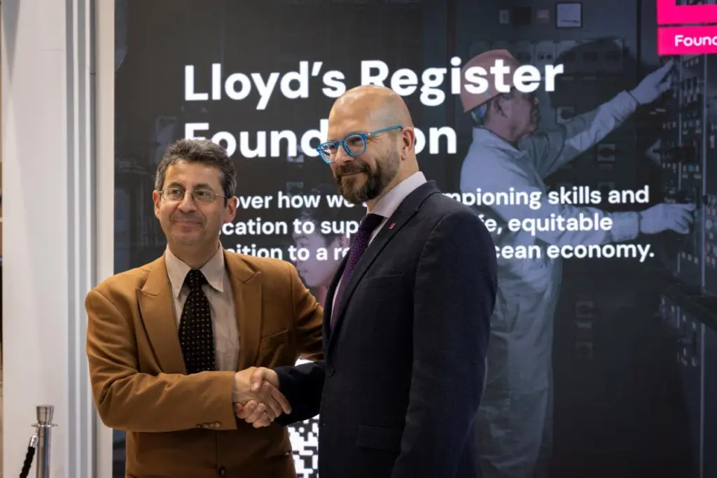 Professor John Prousalidis, National Technical University of Athens (left) with Tim Slingsby, director of Skills and Education, Lloyd’s Register Foundation