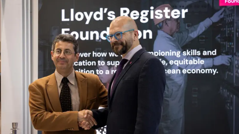 Professor John Prousalidis, National Technical University of Athens (left) with Tim Slingsby, director of Skills and Education, Lloyd’s Register Foundation