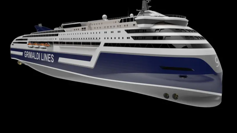 A render of the Grimaldi Lines newbuild ferry
