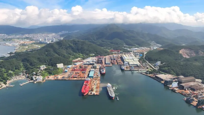 A wide angle shot of the K Ship yard